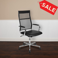 Flash Furniture BT-20595H-3-BK-GG High Back Black Mesh Contemporary Executive Swivel Office Chair with LeatherSoft Seat